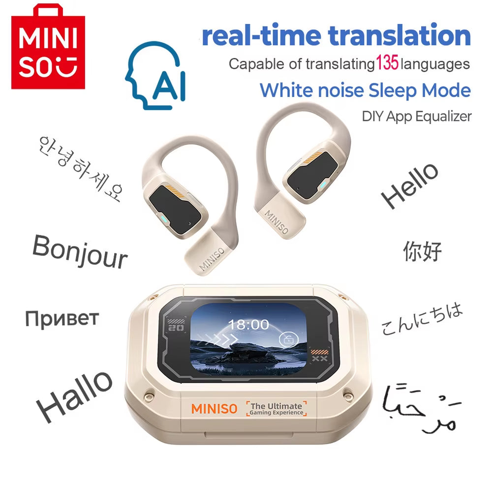 AI M98 Wireless Headphones OWS Sports Bluetooth Earphones Gaming Headset AI Translator Earbuds APP LCD Touch Screen IPX5