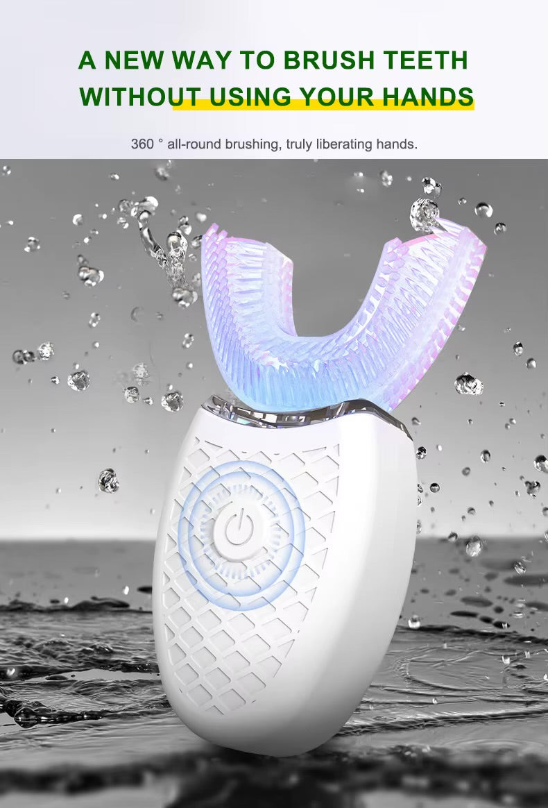 U-Shaped Electric Toothbrush – Ultrasonic 360° Hands-Free Cleaning with LED Light for Teeth Whitening & Gum Care