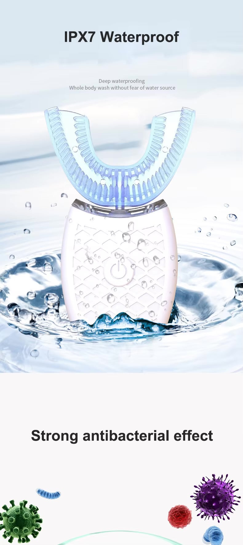 U-Shaped Electric Toothbrush – Ultrasonic 360° Hands-Free Cleaning with LED Light for Teeth Whitening & Gum Care