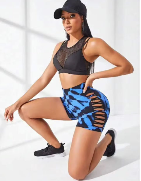 Elevé SculptCut Shorts – Tie-Dye Hollow Curve Shorts