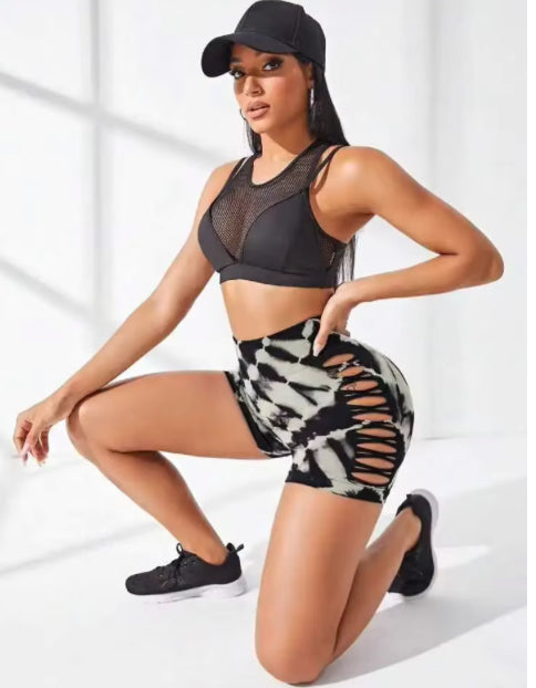 Elevé SculptCut Shorts – Tie-Dye Hollow Curve Shorts