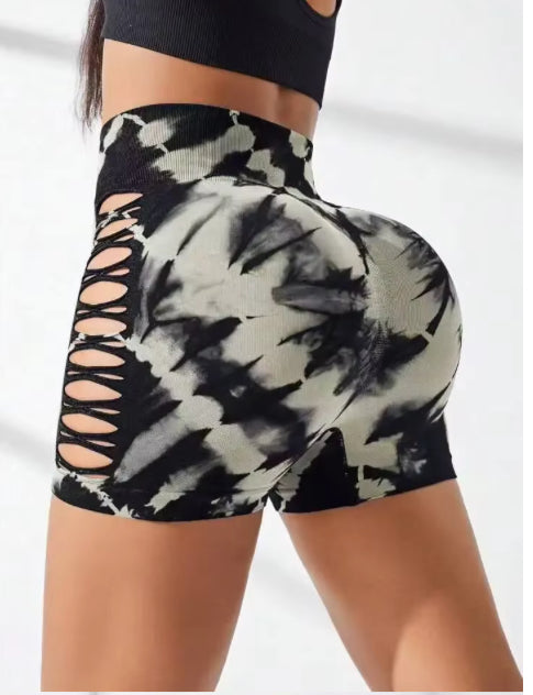 Elevé SculptCut Shorts – Tie-Dye Hollow Curve Shorts