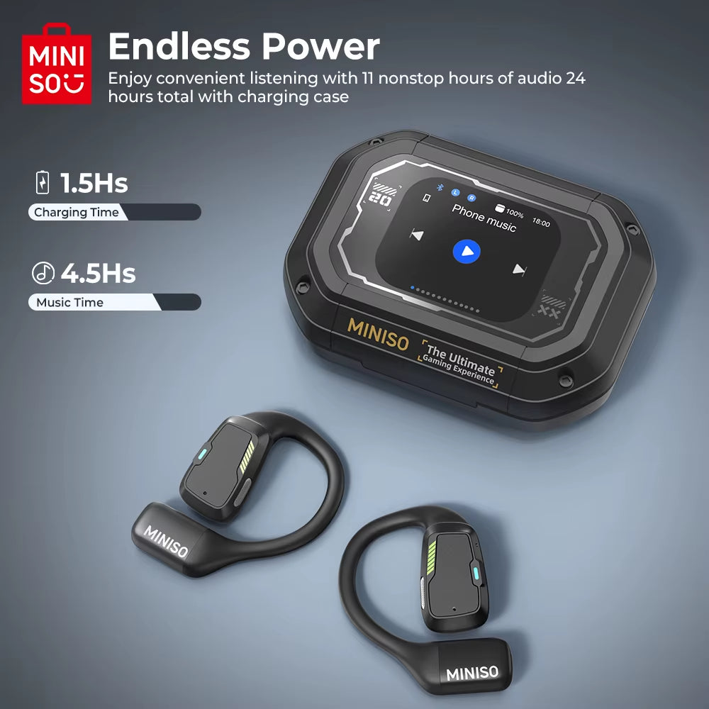 AI  M98 Wireless Headphones OWS Sports Bluetooth Earphones Gaming Headset AI Translator Earbuds APP LCD Touch Screen IPX5