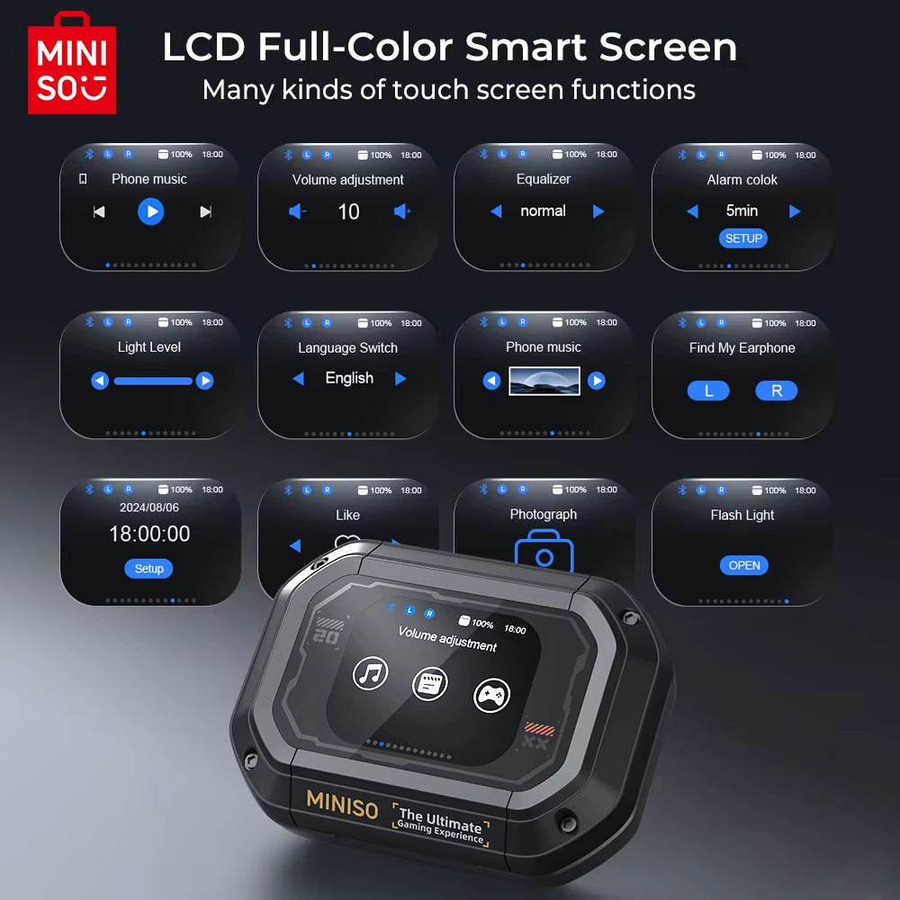 AI  M98 Wireless Headphones OWS Sports Bluetooth Earphones Gaming Headset AI Translator Earbuds APP LCD Touch Screen IPX5